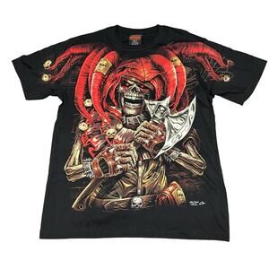 NWT VTG Y2K AOP All Over Print Rock Chang Joker Skull Glows In Dark Mens Sz XL